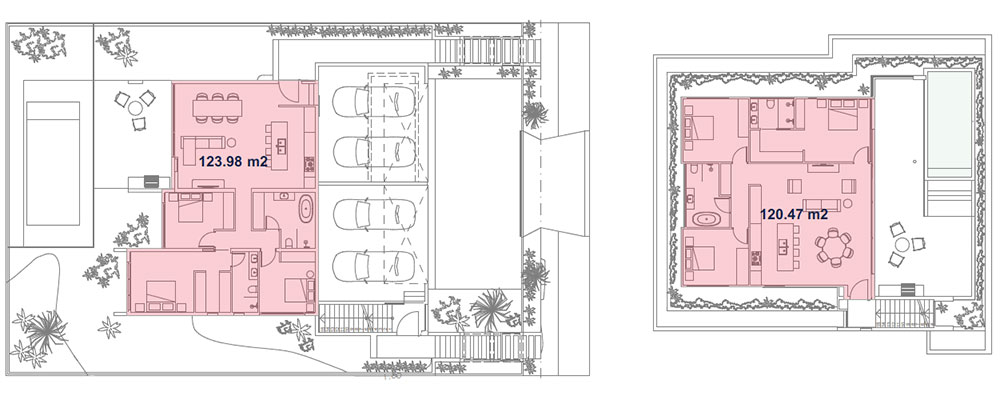 Floor plans for the dual occupancy in Noosaville.