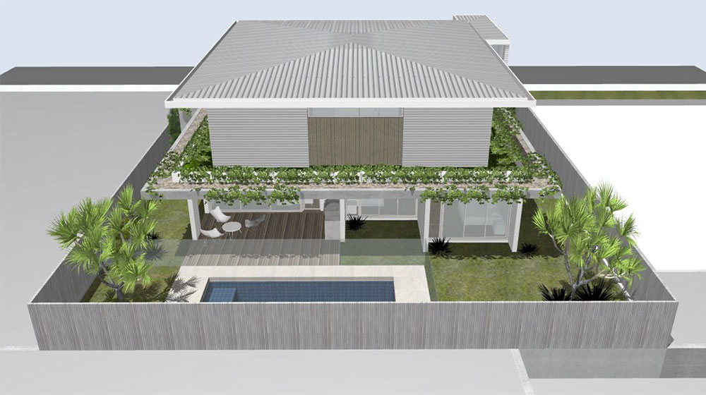 Render showing pool location for the ground floor unit at 23 Edward Streets, Noosaville